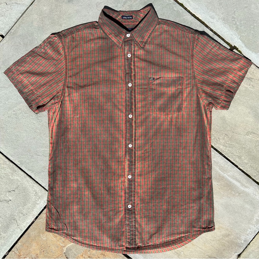 Reworked Y2K Overdyed Check Plaid Short Sleeved Shirt